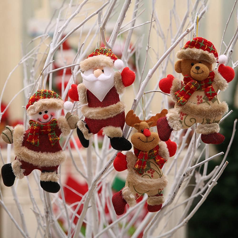 Christmas Decorations,4 Pack Xmas Tree Decorations Christmas Ornaments Gift Santa Claus Snowman Tree Toy Doll Hang Decor Merry Christmas Decorative Pendants Party Decor Gifts Home Bedroom (4pc)